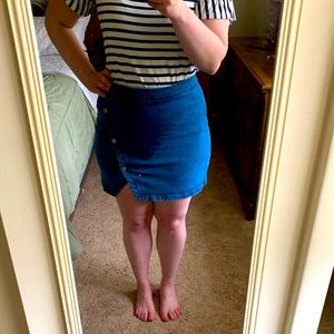 Free People Denim Wrap Mini Skirt